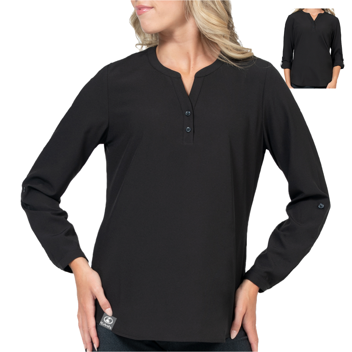 Ladies' Stretch Blouse w/ 3/4 Roll