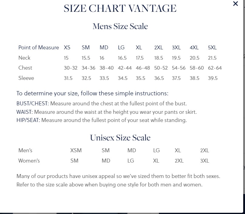 KBT095 size chart