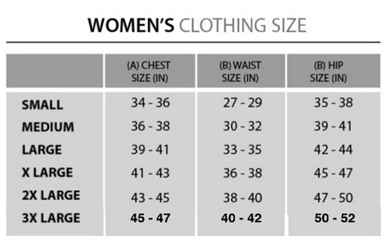 Ladies Apex Zip Up size chart image 2