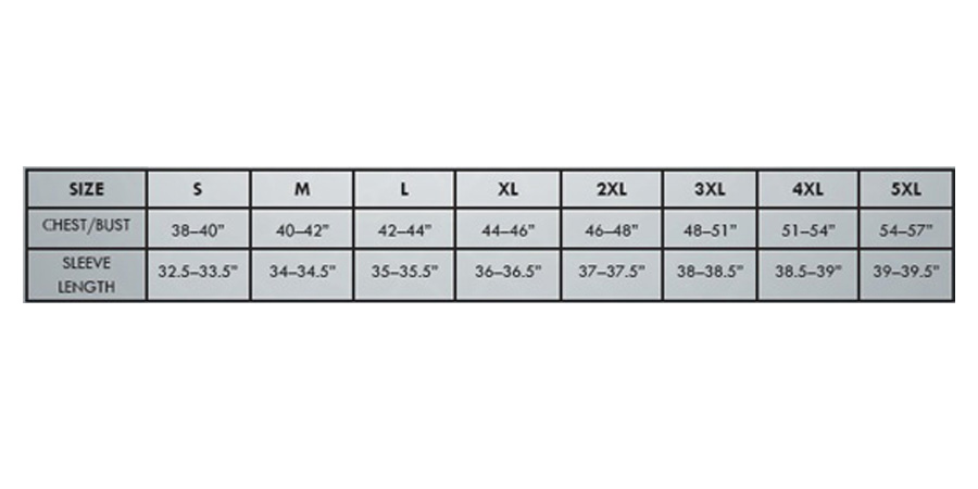 KBTF003 size chart